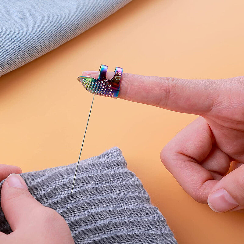 1-3PCS Sewing Thimble Hand-Working Sewing Thimble Finger Protector Metal Finger Shield Ring Needlework Fingertip DIY Sewing Tool