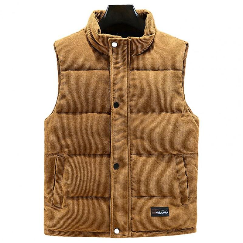 Men's Thick Warm Vest Stand Collar Thickened Padded Vest Single-breasted Fall Winter Windproof Warm Men Vest Coat chaleco hombre