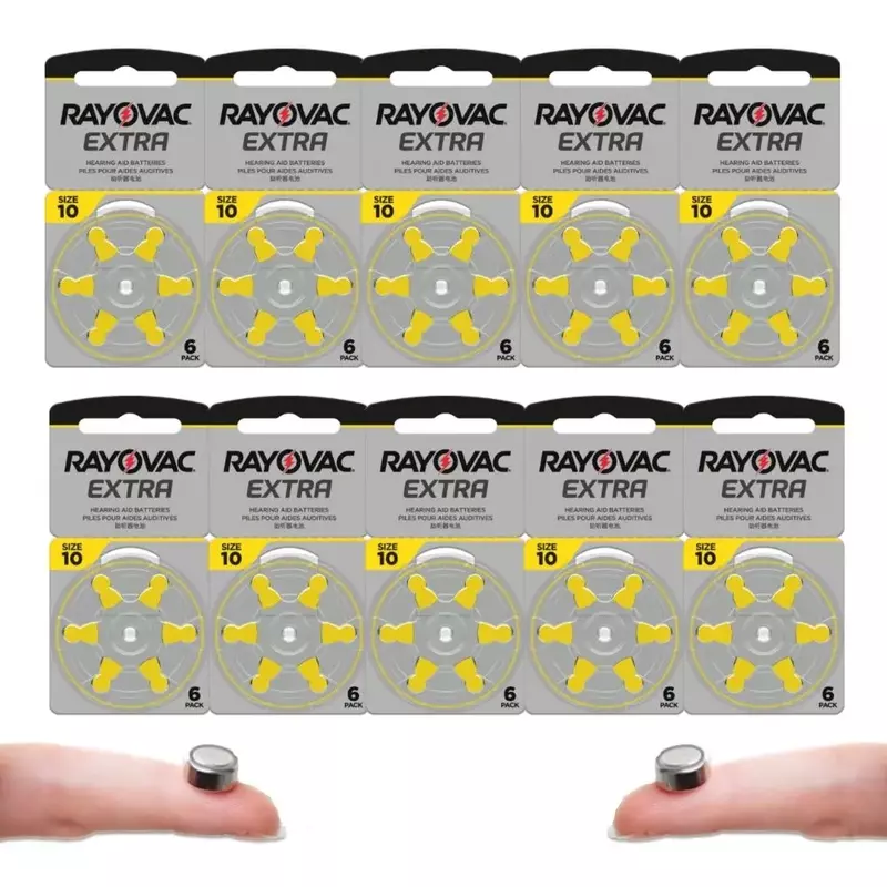 RAYOVAC-Batería de Zinc de 60 piezas EXTRA para audífono, A10, 10A, 10, PR70, A10