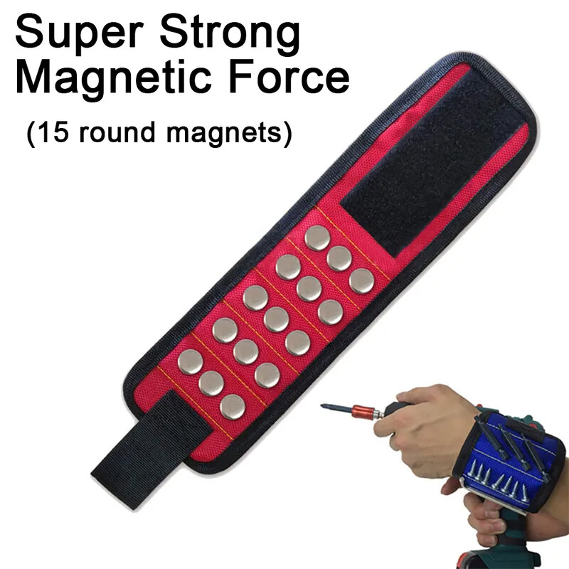 Bolsa de ferramentas magnética portátil, Pulseira de madeira, Cinto de pulso com telescópica Pick Up Tool para Screw Nut Bolt