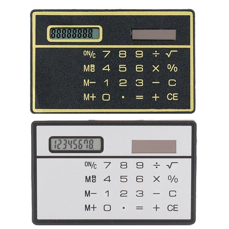 Calculadora de tarjeta Solar ultrafina, portátil, para oficina, escuela, estudiantes, suministros, Mini calculadora Digital de bolsillo, ahorro de energía