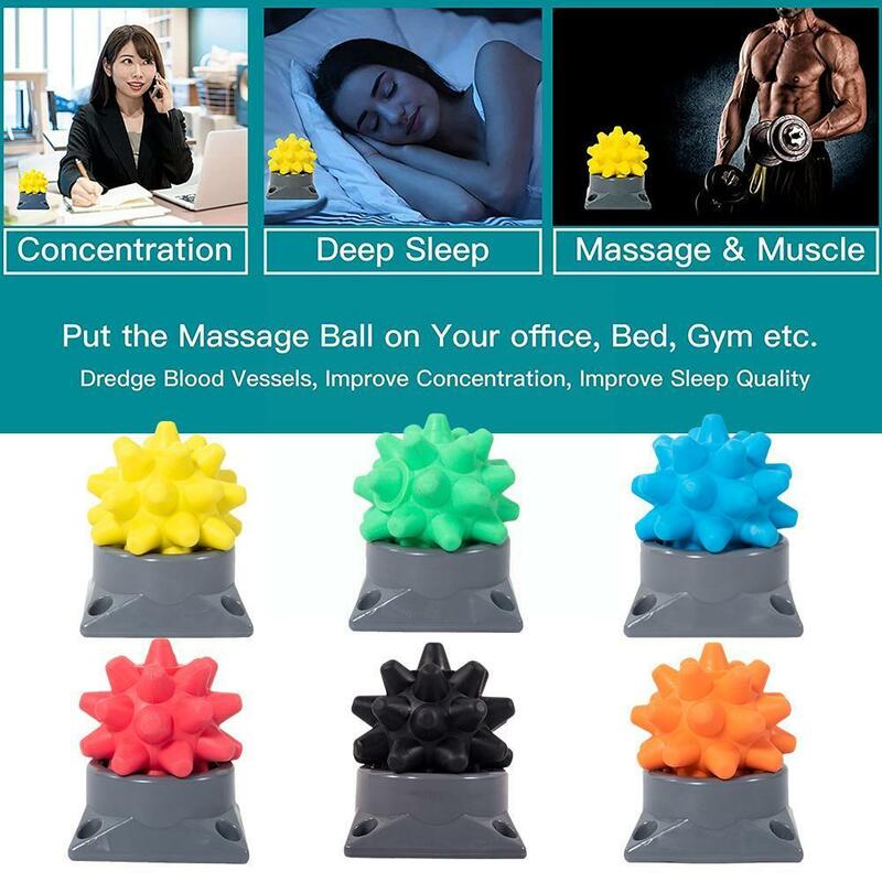 Bola de masaje de acupuntura portátil con Base para relajación muscular, Bola de Fascia, rodillo de Rumble, Bola de erizo, Yoga, deporte, Fitness, O7M1