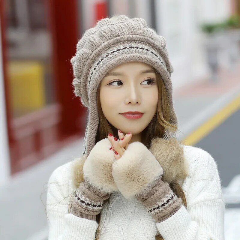 Winter Women Hat Wide Brim Keep Warm Cap Knitted Hats Female Soft High Elastic Warm Caps Beanies Girl Cap Solid Color 2023 New