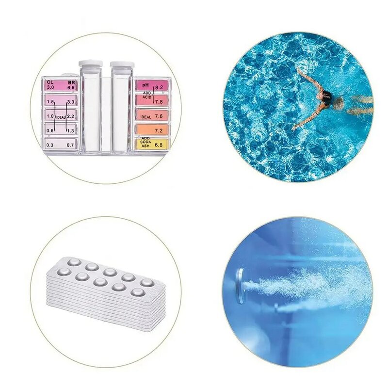 Detector de calidad del agua 2 en 1, tubo reactivo, valor de PH/DPD1, tabletas de prueba de cloro, PH, cloro, Kit de probador de piscina