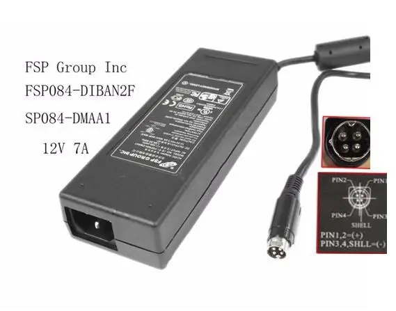 FSP084-DIBAN2กลุ่ม FSP Inc, 7A 12V, DIN 4-Pin, อะแดปเตอร์ C14 IEC