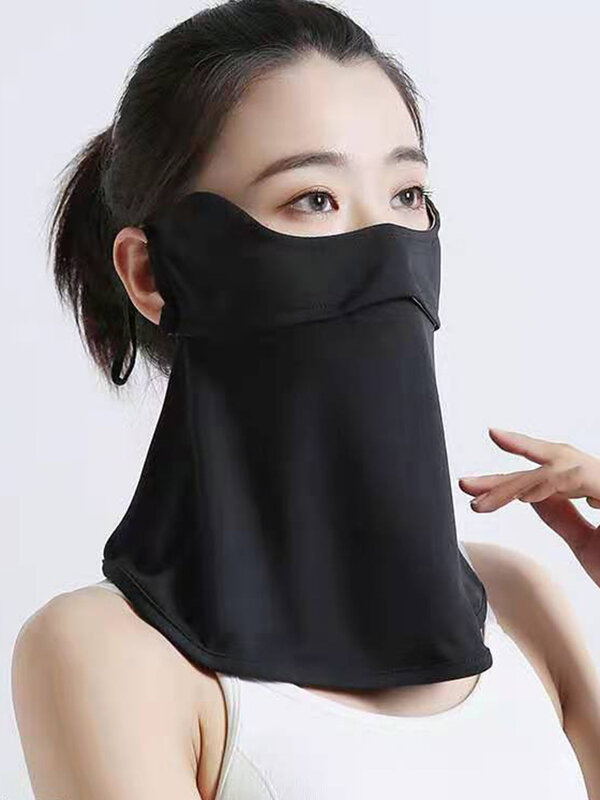 Maska przeciwsłoneczna Anti-ultrafiolet Summer Facekini Hot New Ice Silk Women Oddychająca poliestrowa osłona twarzy