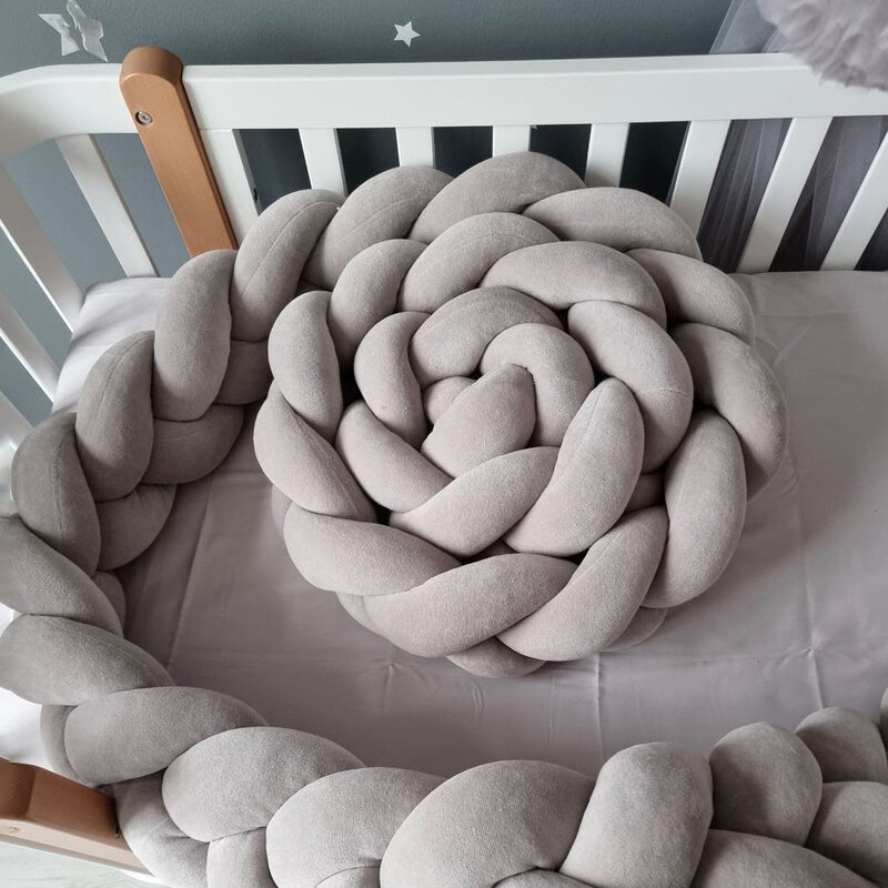 1-4M Baby Bumper Bed Braid Knot Pillow Cushion Bumper for Infant Crib Protector Cot Bumper Room Decor Crib Bedding Braid Set