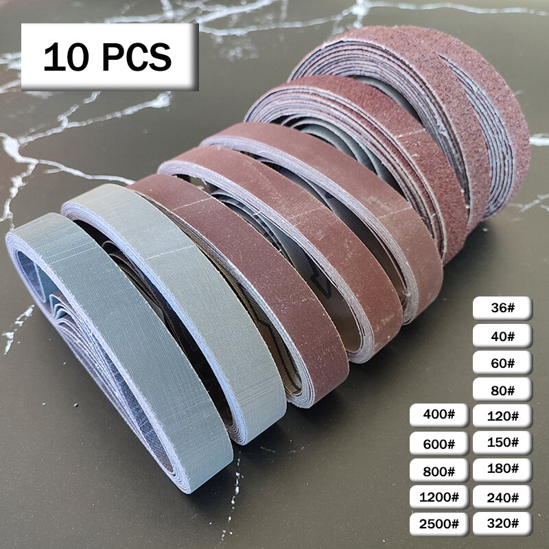 10PCS Sanding Belts P36 - P2500 Abrasive Sanding Screen Band for Wood Soft Metal Grinding Polishing  Sander Belt Sand