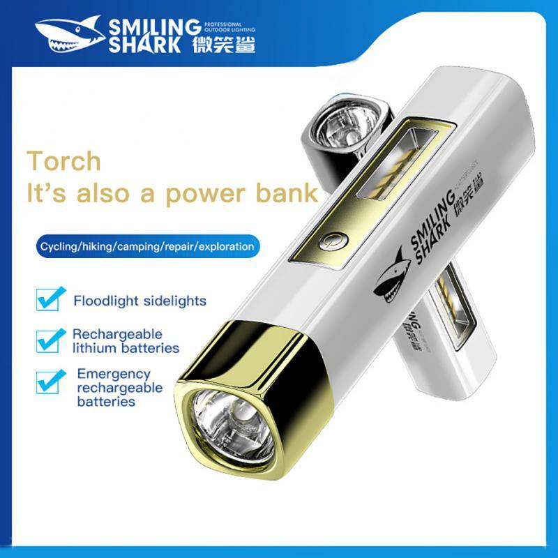 Smile Shark Mini Glare Flashlight Floodlight Side Light Portable Rechargeable Torch Power Bank Multi-Function Tent Camping Lamp