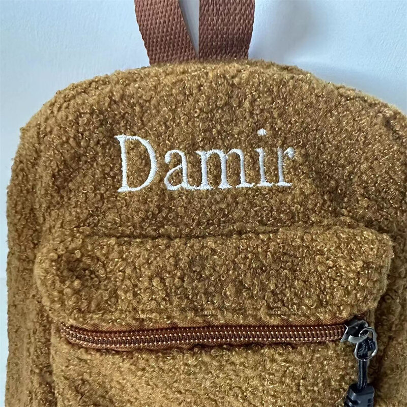 Women's Mini Backpack Personalized Name Outdoor Small Backpack for Girls Custom Birthday Gift Bag with Name Simple Plush Bags