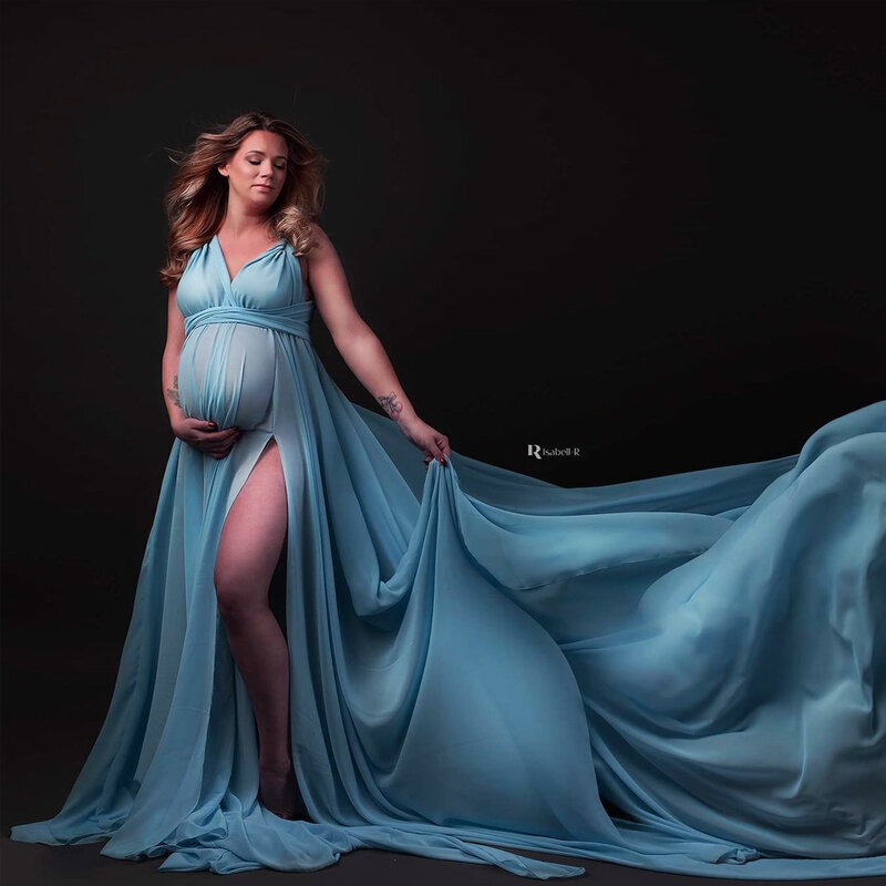 Vestido de maternidade macio para mulheres, aparelho multidirecional conversível, vestido de maternidade, foto shoot, vestido de fotografia