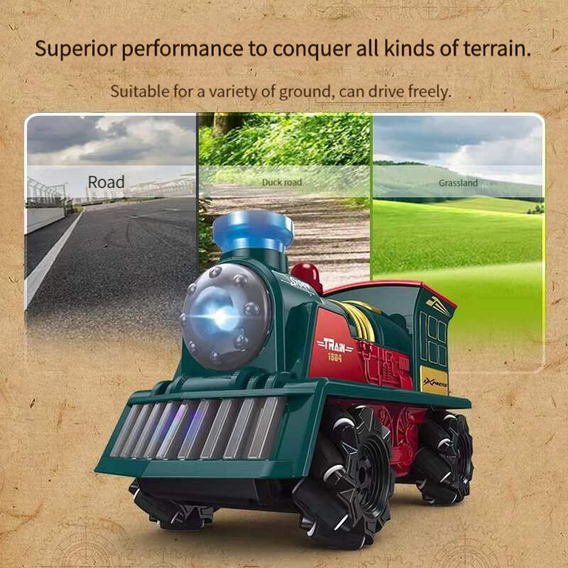 Electric Railway King Classical Passenger Train Simulation Water Steam Locomotive Playset Battery Operated Boy Toys For Children