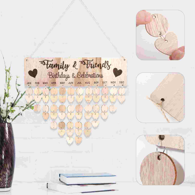 Calendar Birthday Family Board Hanging Wooden Wall Reminder Plaque Diy Personalized Wood Gifts Date Reminding Wedding Decor