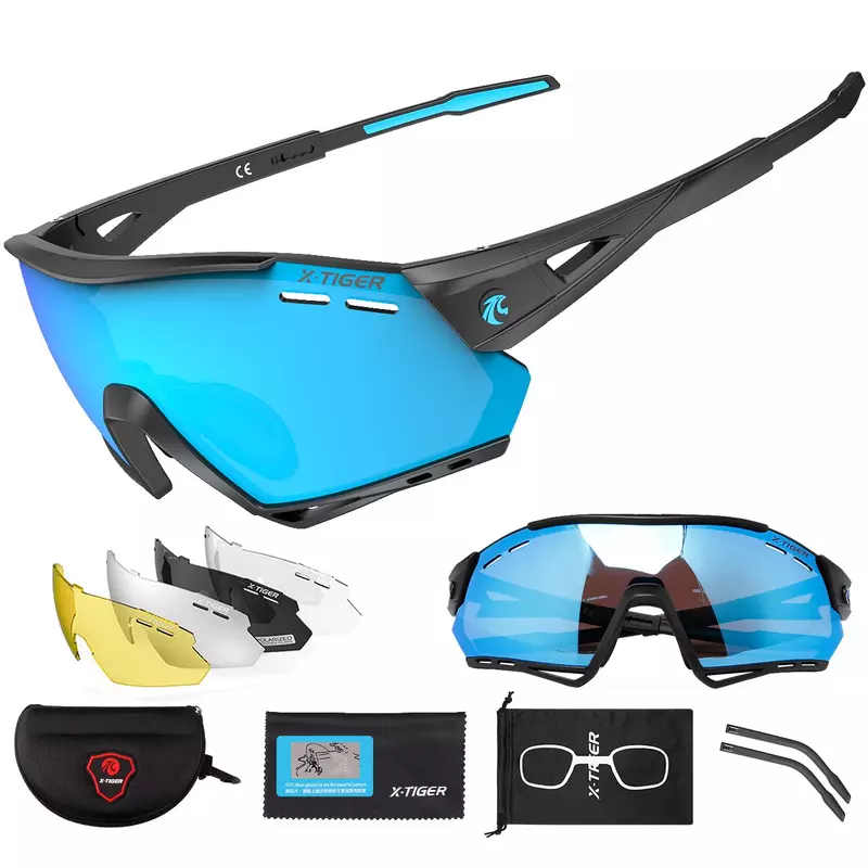 X-TIGER Новые велосипедные очки Защита для горного велосипеда очки для бега рыбалки спорта для мужчин женщин мужчин 5 линз поляризованные велосипедные солнцезащитные очки