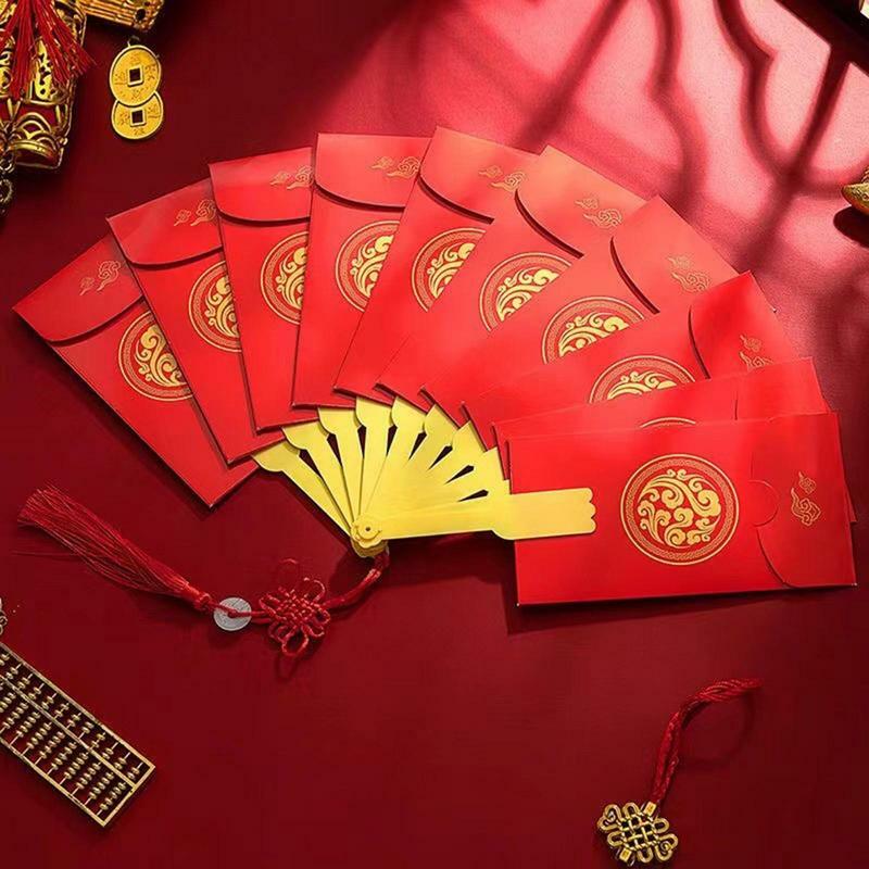 مغلفات حمراء صينية مع جيوب ، على شكل مروحة ، إبداعية ، صينية ، محظوظ ، مروحة ، محظوظ ، هدية لعيد ميلاد