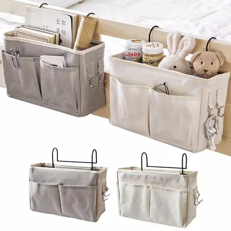 Organizador colgante portátil para cuna de bebé, bolsa de lino para pañales, accesorios para cama de bebé