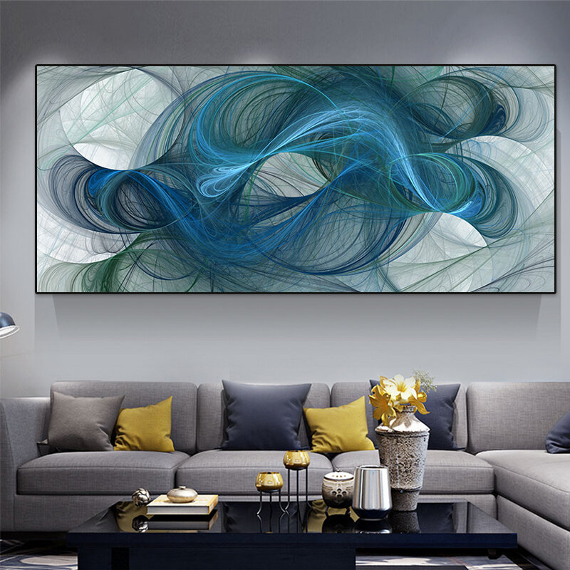 Cor azul decoração boho estilo poster impressões sofá quadro decoração da parede imagem arte cuadros decoracion dormitorio pintura em tela