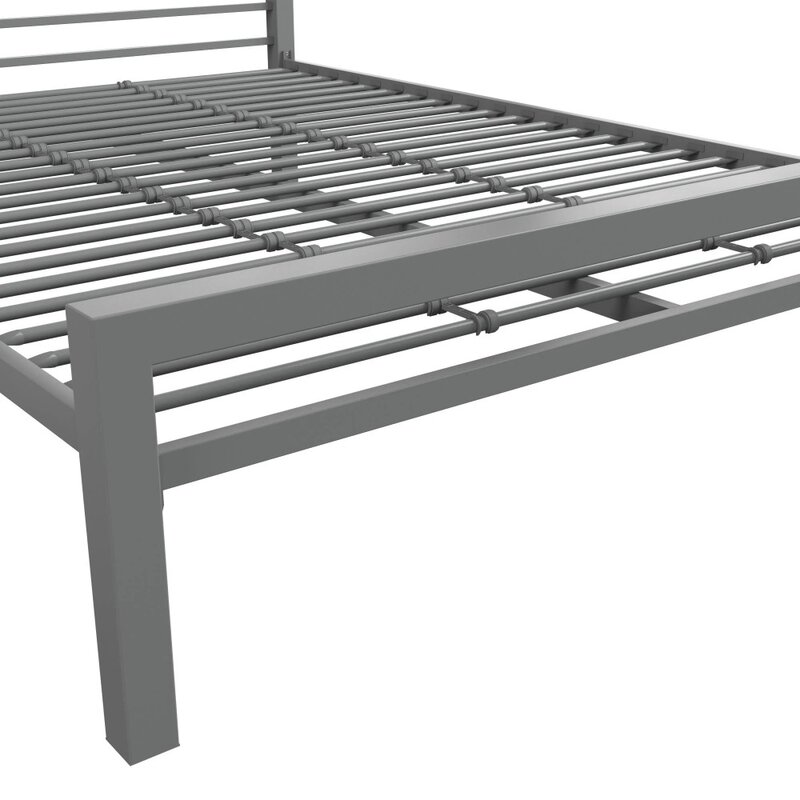 Base del letto, struttura del letto con piattaforma in metallo pieno, argento, Bedsleep, mobili per camere da letto, telai