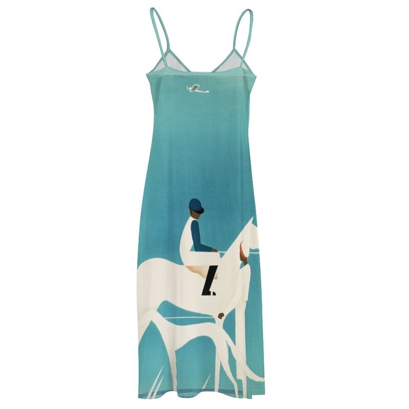 Art Deco Horse Racing, Greyhound Racing, abito sportivo senza maniche vintage abiti da donna abito da spiaggia