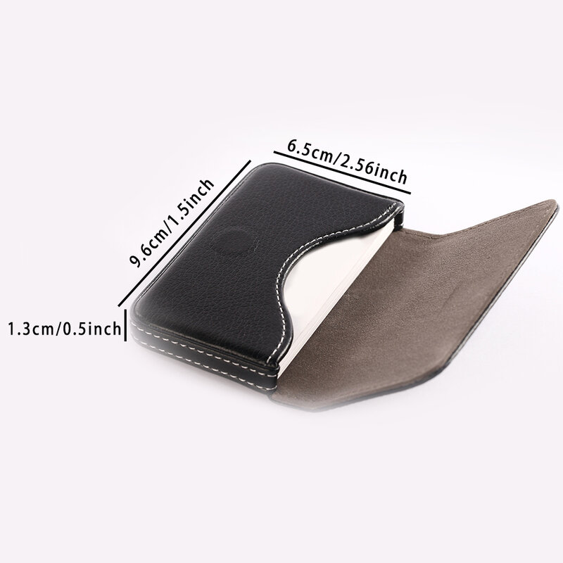 Litchi Pattern Card Box Business Large Capacity Cardcase Solid Color PU Leather Name Card Holder Credit Bank Cards Book