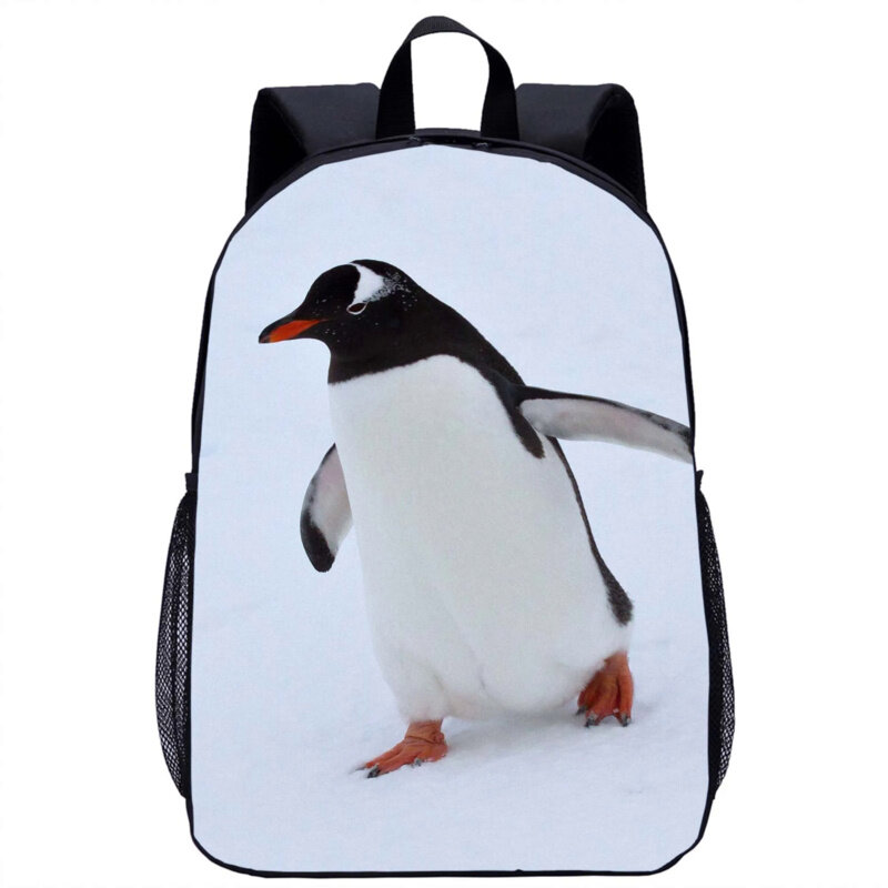 Mochila con patrón de pingüino para niños y niñas, bolso escolar con estampado 3D, informal, a la moda, para almacenamiento diario