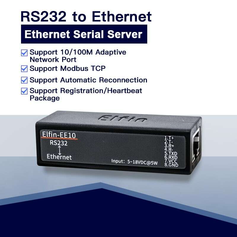 พอร์ตอนุกรม RS232ไปยังอุปกรณ์เซิร์ฟเวอร์อินเทอร์เน็ตแปลง IOT Elfin-EE10สนับสนุน tcp/ip Telnet Modbus TCP Protocol