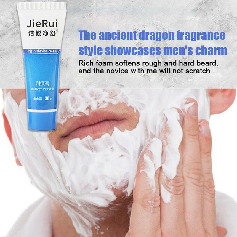 30g Men Shaving Cream Foam Soft Beard Reduce Friction Shaving Moisturizing Suitable Water Foam Deionized Manually Cream G7F9