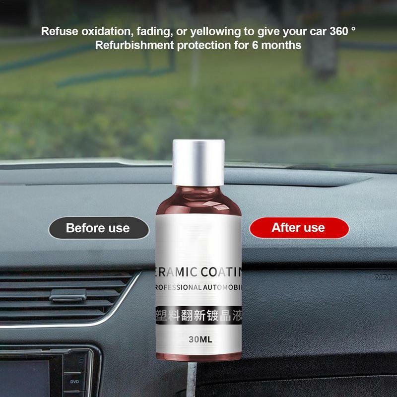 Agente de limpieza Interior de coche, solución de recubrimiento de cristal reacondicionado, Spray de limpieza, brillo de larga duración, 30ml