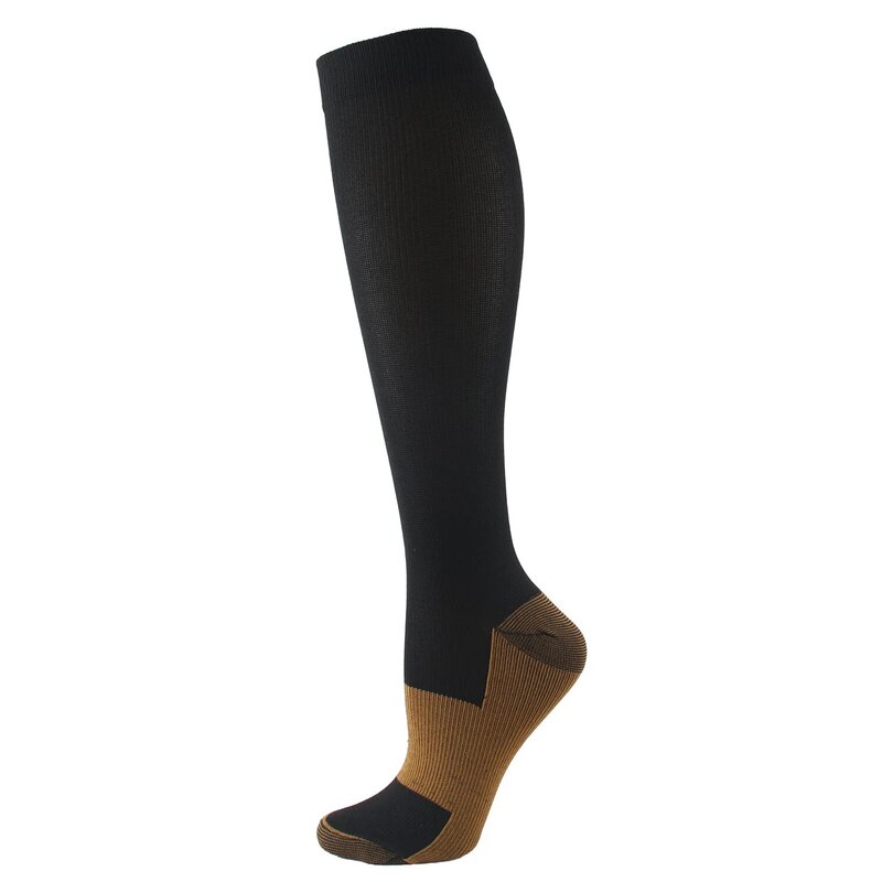 Uomo donna calze calze sportive a pressione calze elastiche calze a compressione al ginocchio da calcio a ioni di rame calze lunghe a tinta unita