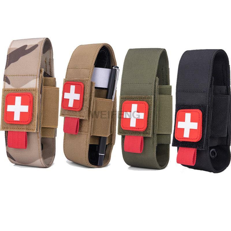 Soporte de torniquete táctico Molle, Kit de primeros auxilios, bolsa médica EDC, equipo de caza de emergencia militar, cuchillo y linterna