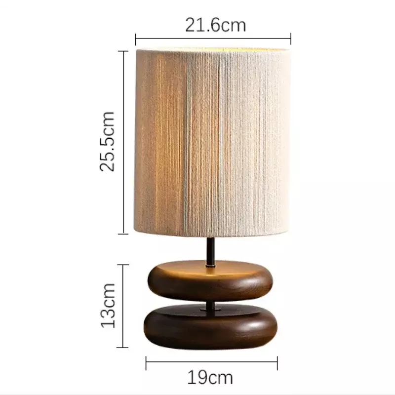 Japanese Wabi-Sabi Solid Wood Desk Lamp Creative Walnut Wood Color Living Room Study Bedroom Bedside Atmosphere Desk Lamp