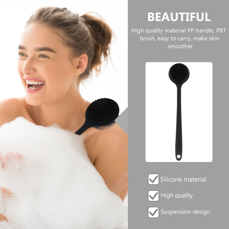 Brosse de bain en silicone à long manche, épurateur de douche Linge, brosses pour le dos, livres de massage multifonctions