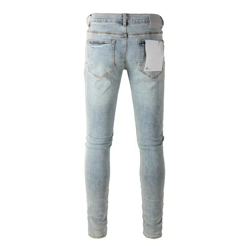 Ungu ROCA merek Jeans Fashion kualitas terbaik lapisan Jalan Perak perbaikan rendah naik celana Denim kurus