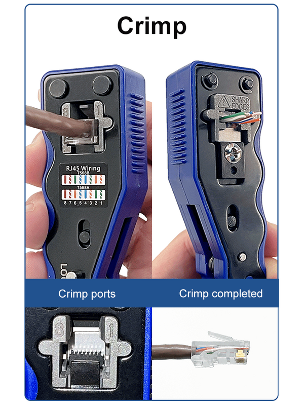 Crimpadora RJ45 UTP, herramientas de red, pelacables Ethernet, Conector de agujero pasante, CAT5/6/7/8, alicates de prensado de abrazadera de alambre, pinzas de Clip