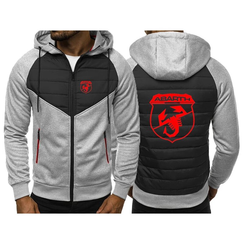 2024 Abarth Men Autumn and Winter Exquisite New Three Color Hooded Cotton Padded Clothes Patchwork Designe Keep Warm Coat