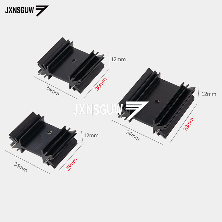 10pcs 34x12x25mm /30mm/35mm/40mm black radiator TO-220 Insulating strip MOS triode regulated IC aluminum radiator to220