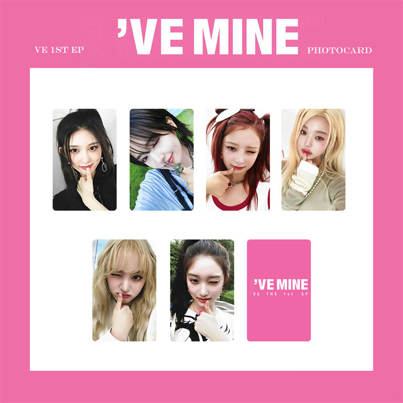 KPOP IVE 1st EP I'VE MINE 앨범 로모 카드 컬렉션, 원영 안경, 라운드 LIZ 레이, Leeseo Yujin 엽서, 사진 카드, 6 개/세트