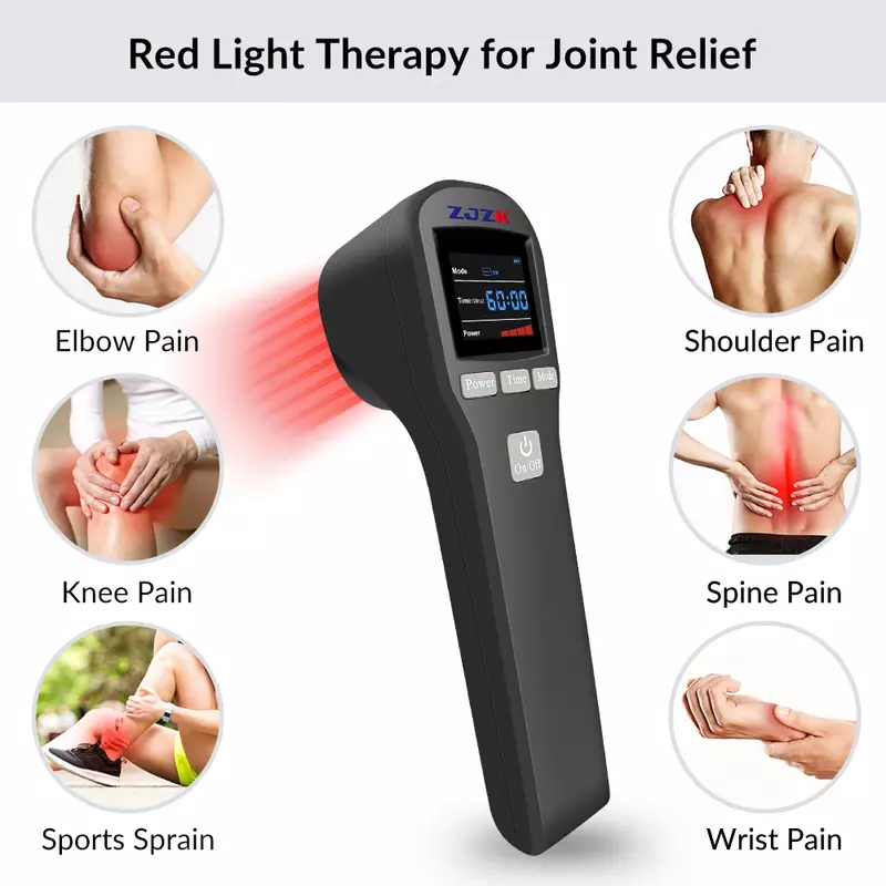 ZJZK dispositivo de terapia de luz roja, láser frío para artritis, alivio del dolor, curación de heridas, equipo de fisioterapia portátil, 808nm, 650nm