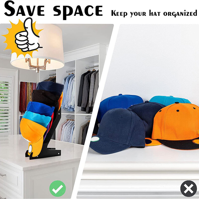 Wall Mounted Baseball Cap Display Rack Multifunctional Hat Organiser For Bedroom Closet