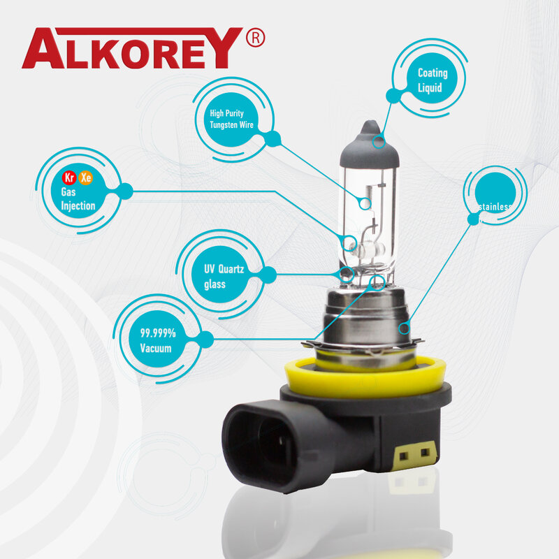 Alkorey-Ampoules de sauna automatiques transparentes, phares antibrouillard de voiture, lampes halogènes, blanc chaud, H8, 12V, 35W, 3350K, 2 pièces