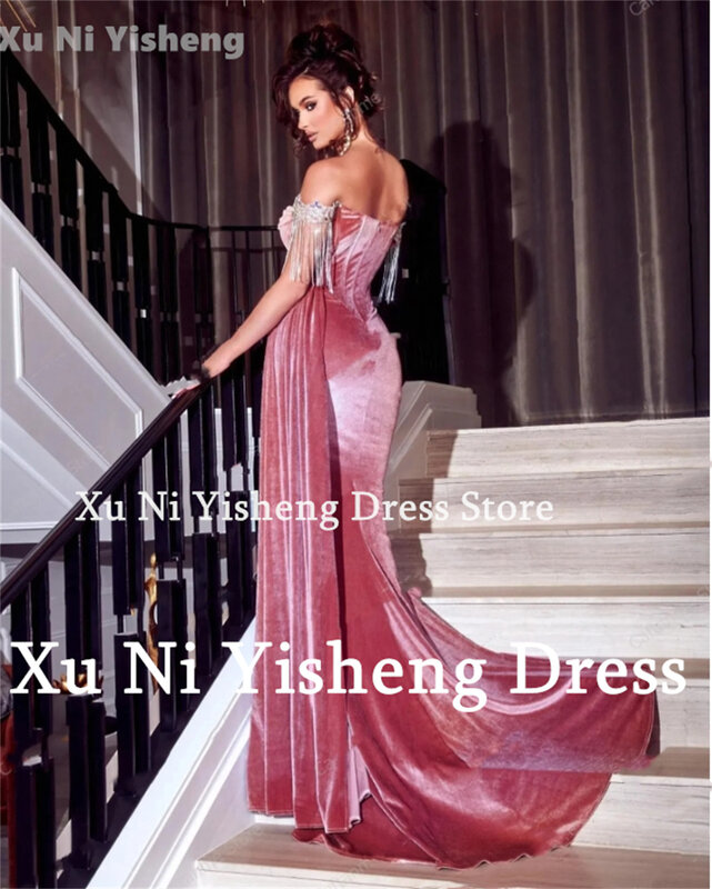 Элегантное женское официальное платье с вырезом «возлюбленный», с кристаллами, аппликациями и бусинами, без рукавов, в пол, велюровое вечернее платье с разрезом по бокам