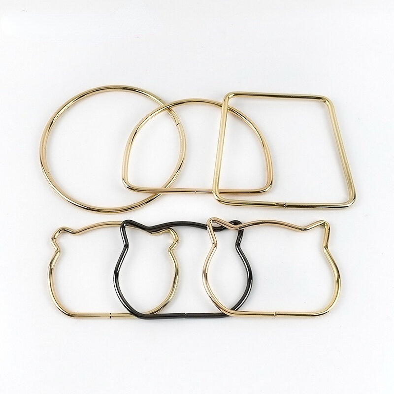 Mango redondo de madera en forma de D para bolso, manijas de anillo de Metal para bolso, accesorio artesanal para fabricación de bolsos, 1 unidad