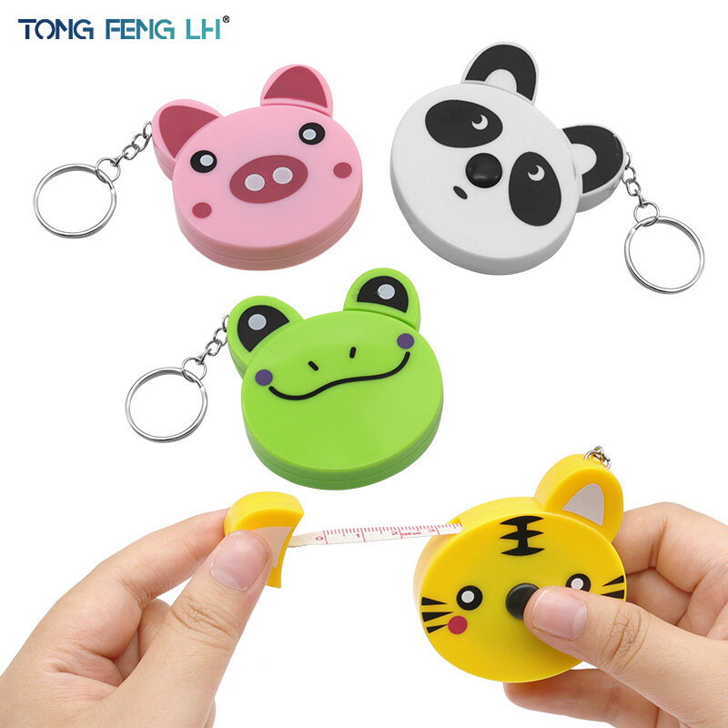 Cartoon Maßband 0-150cm 0-60 Zoll Mini tragbare niedliche Tierform Schlüssel ring automatische Maßband Panda Frosch Schweinchen Tiger