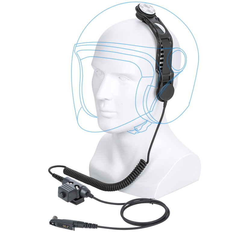 Motorcycle Bike Fighting Helmet Bone Conduction Headset with U94 PTT Adapter for Motorola GP-328 PLUS
