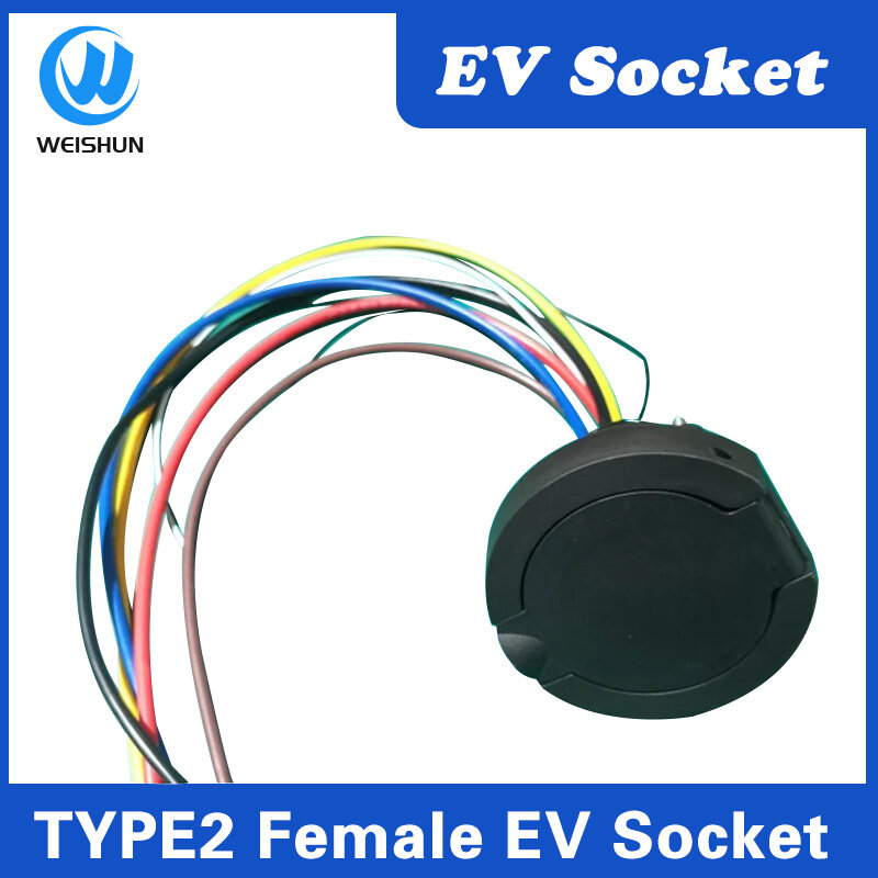 Enchufe hembra IEC 62196 Tipo 2 para vehículos eléctricos, 32A, CA, tipo 2, monofásico o trifásico, 240V