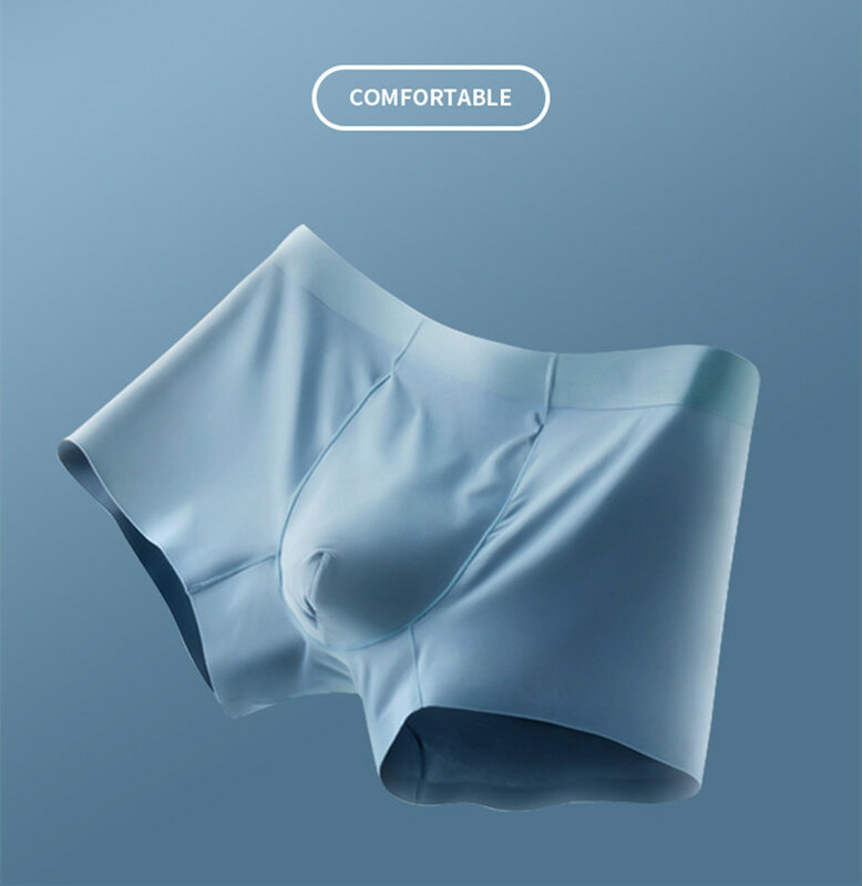 Roupa interior de seda gelo sem costura masculina, boxers estiramento respirável, 5A curto, sem costura, combinação, plus size, L, 4XL