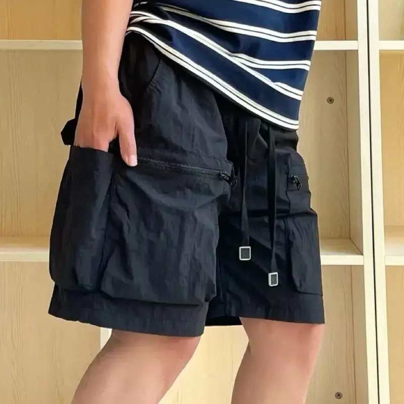 Short Pants for Men Elastic Waist Multi Pocket Mens Cargo Shorts Solid Beautiful Summer Big and Tall Cotton Jorts Designer Wide