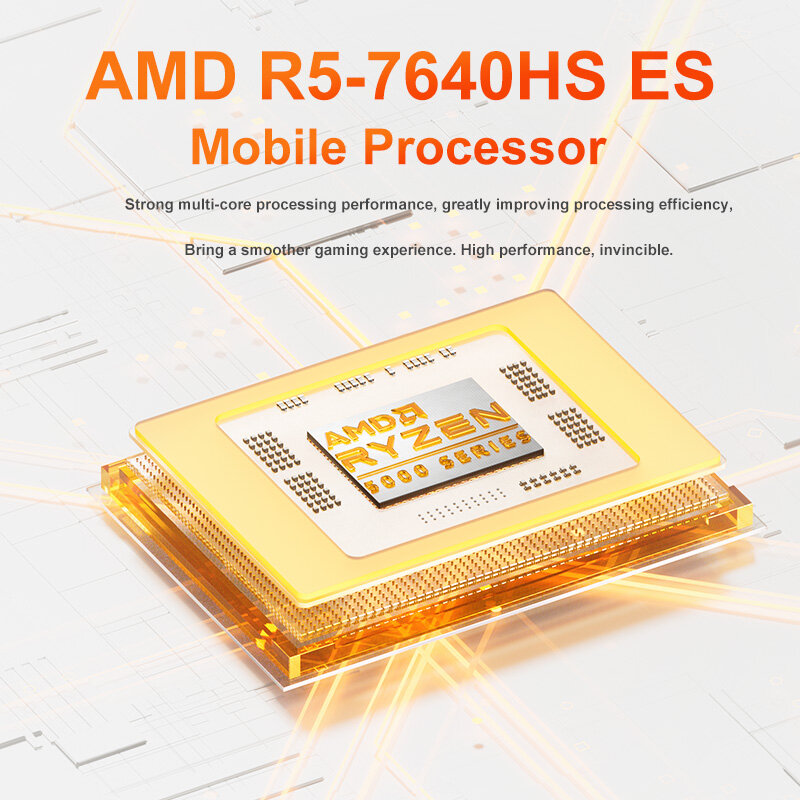 GenMachine-Mini PC AMD Ryzen 5 7640HS ES Light, Ordinateur de Jeu de Bureau, Windows 11, 6C, 12T, DDR5, 5600Mhz, 256 Go, 512 Go, M.2, WIFI6, BTstimuls