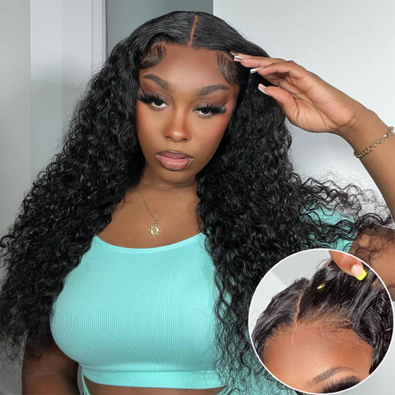 13x4 Lace Front Curly Pre Cut Lace Human Hair 7x5 Lace Closure Glueless Wig No Skills Needed Lace Blends Into Skin For Women