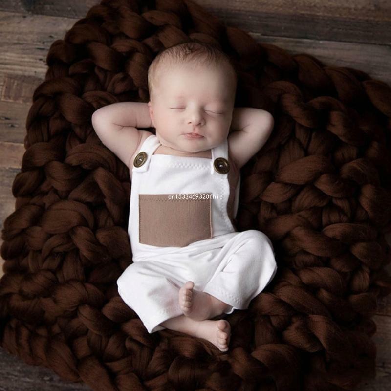 Đạo cụ chụp ảnh trẻ sơ sinh Trang phục Quần áo Nút Quần yếm Quần Chụp ảnh cho bé